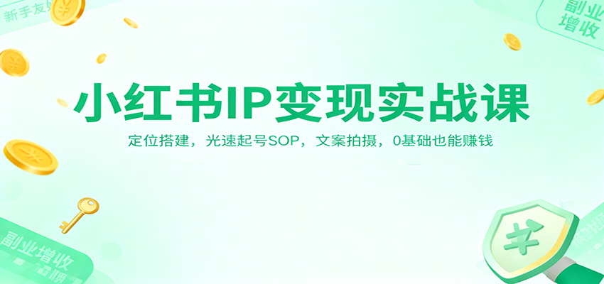 小红书IP变现实战课：定位搭建，光速起号SOP，文案拍摄，0基础也能赚钱网创吧-网创项目资源站-副业项目-创业项目-搞钱项目网创吧