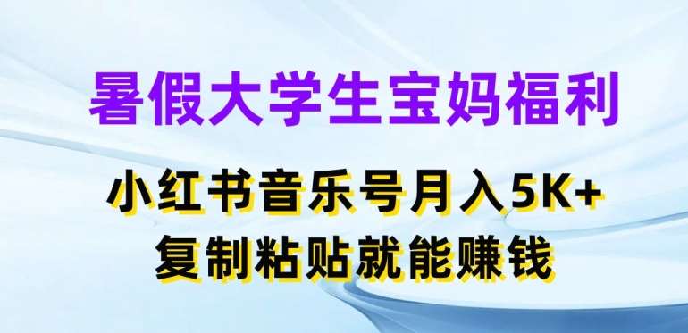 暑假大学生宝妈福利,小红书音乐号月入5000+,复制粘贴就能赚钱【揭秘】网创吧-网创项目资源站-副业项目-创业项目-搞钱项目网创吧