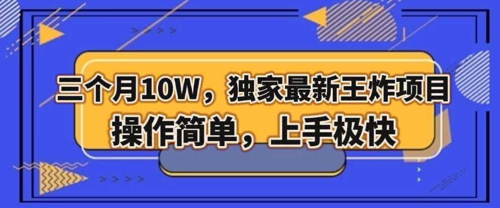 三个月10W,独家最新王炸项目!操作简单,上手极快【揭秘】网创吧-网创项目资源站-副业项目-创业项目-搞钱项目网创吧