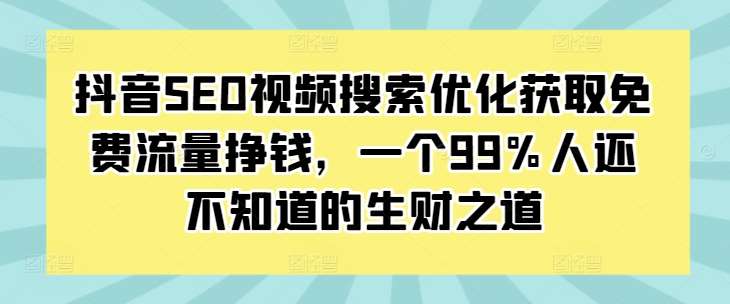 抖音SEO视频搜索优化获取免费流量挣钱，一个99%人还不知道的生财之道网创吧-网创项目资源站-副业项目-创业项目-搞钱项目网创吧