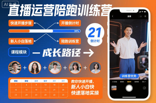 直播运营陪跑训练营,教你快速开播,新人小白快速落地实操网创吧-网创项目资源站-副业项目-创业项目-搞钱项目网创吧