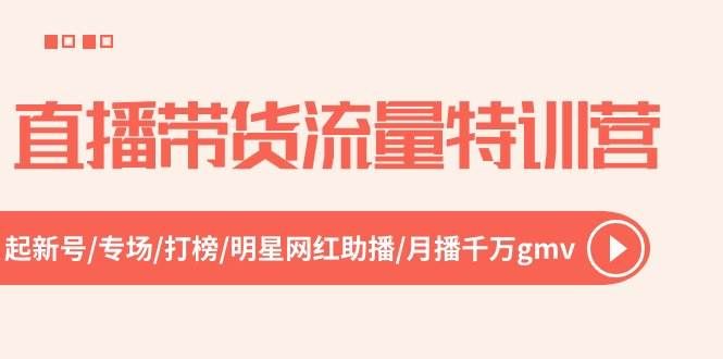 (10971期)直播带货流量特训营,起新号-专场-打榜-明星网红助播 月播千万gmv(52节)网创吧-网创项目资源站-副业项目-创业项目-搞钱项目网创吧