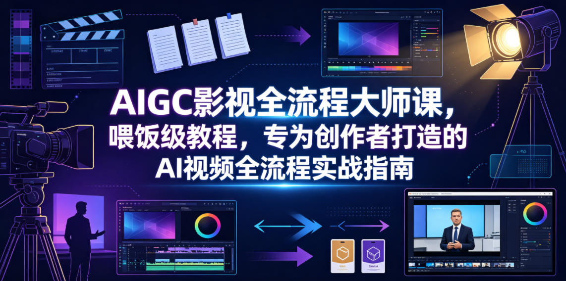 AIGC影视全流程大师课,喂饭级教程,专为创作者打造的AI视频全流程实战指南网创吧-网创项目资源站-副业项目-创业项目-搞钱项目网创吧