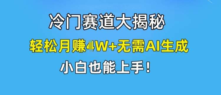 冷门赛道大揭秘,轻松月赚1W+无需AI生成,小白也能上手【揭秘】网创吧-网创项目资源站-副业项目-创业项目-搞钱项目网创吧