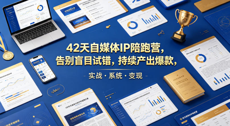 42天自媒体IP陪跑营，告别盲目试错，持续产出爆款，实战·系统·变现（更新2026）网创吧-网创项目资源站-副业项目-创业项目-搞钱项目网创吧