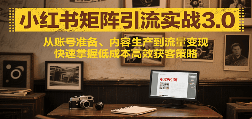 小红书矩阵引流3.0，从账号准备、内容生产到流量变现，快速掌握低成本高效获客策略网创吧-网创项目资源站-副业项目-创业项目-搞钱项目网创吧