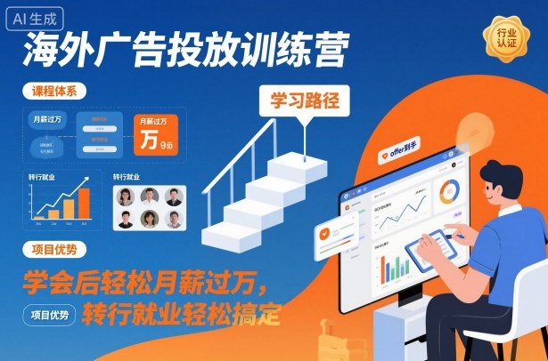 海外广告投放训练营，学会后轻松月薪过万，转行就业轻松搞定网创吧-网创项目资源站-副业项目-创业项目-搞钱项目网创吧
