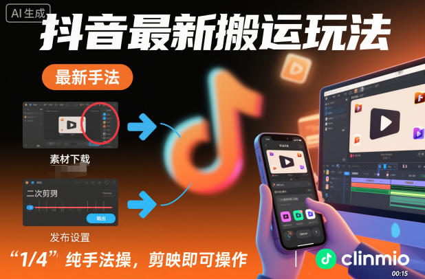 抖音最新搬运玩法,纯手法操作,剪映即可操作网创吧-网创项目资源站-副业项目-创业项目-搞钱项目网创吧