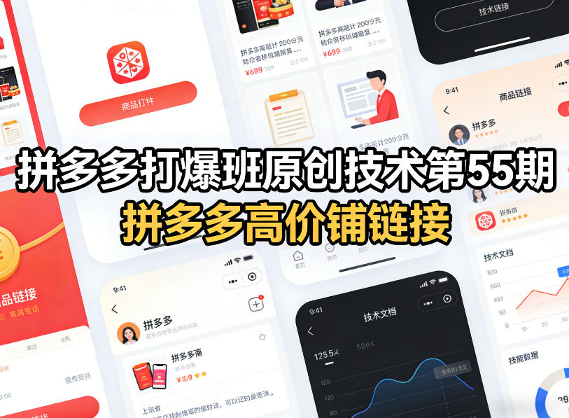 拼多多打爆班原创技术第55期,拼多多高价铺链接网创吧-网创项目资源站-副业项目-创业项目-搞钱项目网创吧
