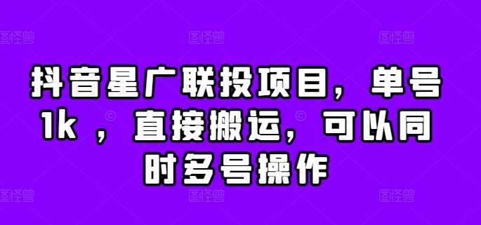 抖音星广联投项目,单号1k ,直接搬运,可以同时多号操作【揭秘】网创吧-网创项目资源站-副业项目-创业项目-搞钱项目网创吧