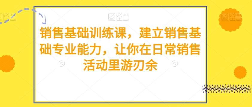 销售基础训练课,建立销售基础专业能力,让你在日常销售活动里游刃余网创吧-网创项目资源站-副业项目-创业项目-搞钱项目网创吧