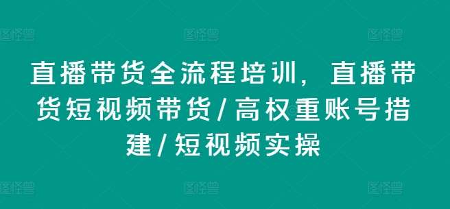 直播带货全流程培训,直播带货短视频带货/高权重账号措建/短视频实操网创吧-网创项目资源站-副业项目-创业项目-搞钱项目网创吧