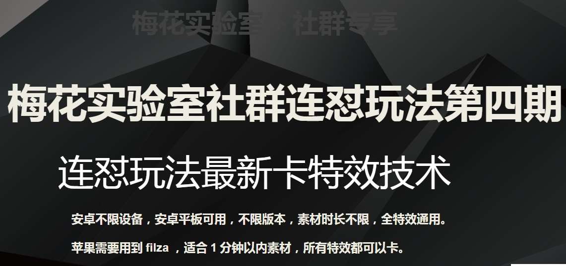 梅花实验室社群连怼玩法第四期:连怼最新卡特效方法(不限设备)网创吧-网创项目资源站-副业项目-创业项目-搞钱项目网创吧