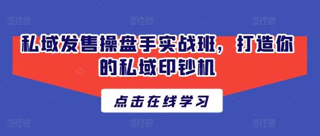 私域发售操盘手实战班,打造你的私域印钞机网创吧-网创项目资源站-副业项目-创业项目-搞钱项目网创吧