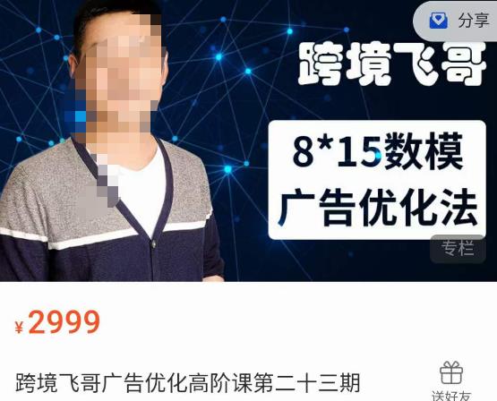 跨境飞哥·广告优化高阶课第二十三期,8*15数模广告优化法,用数据驱动决策网创吧-网创项目资源站-副业项目-创业项目-搞钱项目网创吧