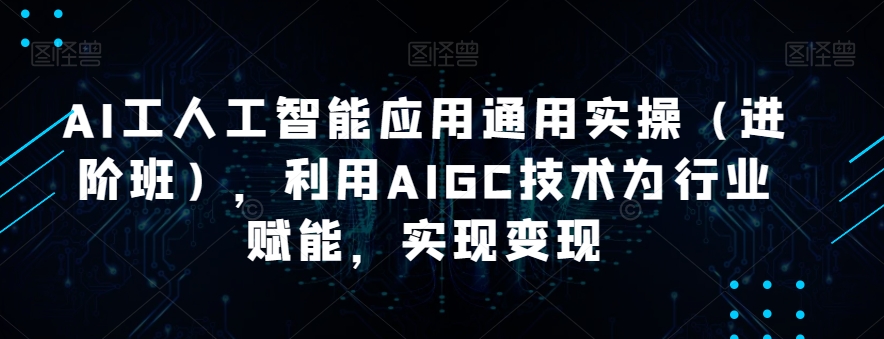 AI工人工智能应用通用实操(进阶班),利用AIGC技术为行业赋能,实现变现网创吧-网创项目资源站-副业项目-创业项目-搞钱项目网创吧