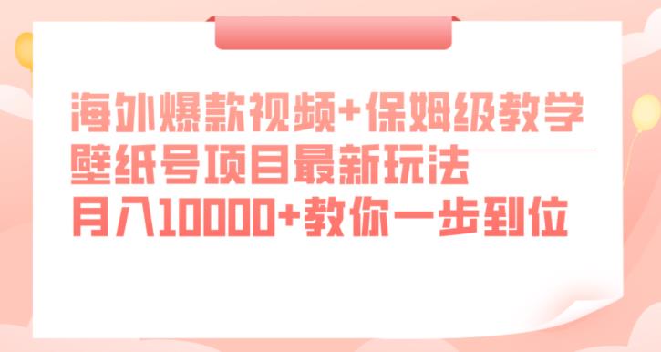 海外爆款视频+保姆级教学,壁纸号项目最新玩法,月入10000+教你一步到位【揭秘】网创吧-网创项目资源站-副业项目-创业项目-搞钱项目网创吧