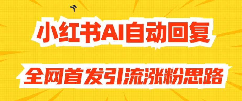 【原创开发】小红书AI自动回复,全网首发引流涨粉思路网创吧-网创项目资源站-副业项目-创业项目-搞钱项目网创吧