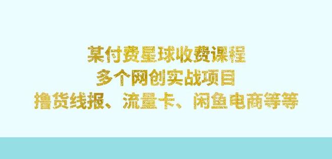 某付费星球课程:多个网创实战项目,撸货线报、流量卡、闲鱼电商等(文档非视频)网创吧-网创项目资源站-副业项目-创业项目-搞钱项目网创吧