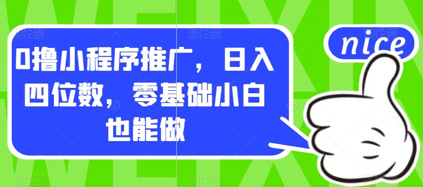 0撸小程序推广,日入四位数,零基础小白也能做【揭秘】网创吧-网创项目资源站-副业项目-创业项目-搞钱项目网创吧