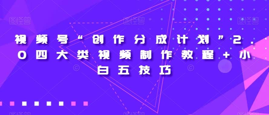 视频号“创作分成计划”2.0四大类视频制作教程+小白五技巧【揭秘】网创吧-网创项目资源站-副业项目-创业项目-搞钱项目网创吧