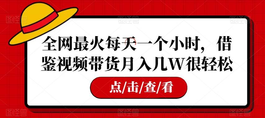 全网最火每天一个小时,借鉴视频带货月入几W很轻松【揭秘】网创吧-网创项目资源站-副业项目-创业项目-搞钱项目网创吧