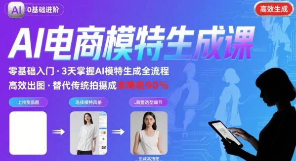 AI模特进阶课程，0基础高效生成逼真电商模特图网创吧-网创项目资源站-副业项目-创业项目-搞钱项目网创吧