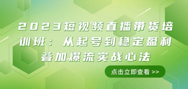 2023短视频直播带货培训班:从起号到稳定盈利叠加爆流实战心法(11节课)网创吧-网创项目资源站-副业项目-创业项目-搞钱项目网创吧