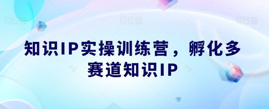 知识IP实操训练营,孵化多赛道知识IP网创吧-网创项目资源站-副业项目-创业项目-搞钱项目网创吧
