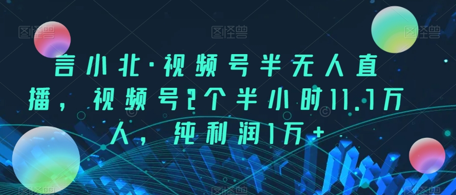 言小北·视频号半无人直播，视频号2个半小时11.7万人，纯利润1万+网创吧-网创项目资源站-副业项目-创业项目-搞钱项目网创吧