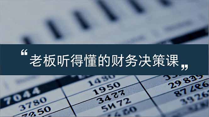 (16830期)老板能听得懂的财务决策课,报表解读、数据洞察、风险识别,用财务驱动业务增长网创吧-网创项目资源站-副业项目-创业项目-搞钱项目网创吧