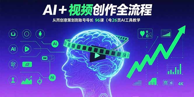 (15869期)AI+短视频创作全流程:从创意策划到账号增长,96节课(含26项AI工具教学)网创吧-网创项目资源站-副业项目-创业项目-搞钱项目网创吧