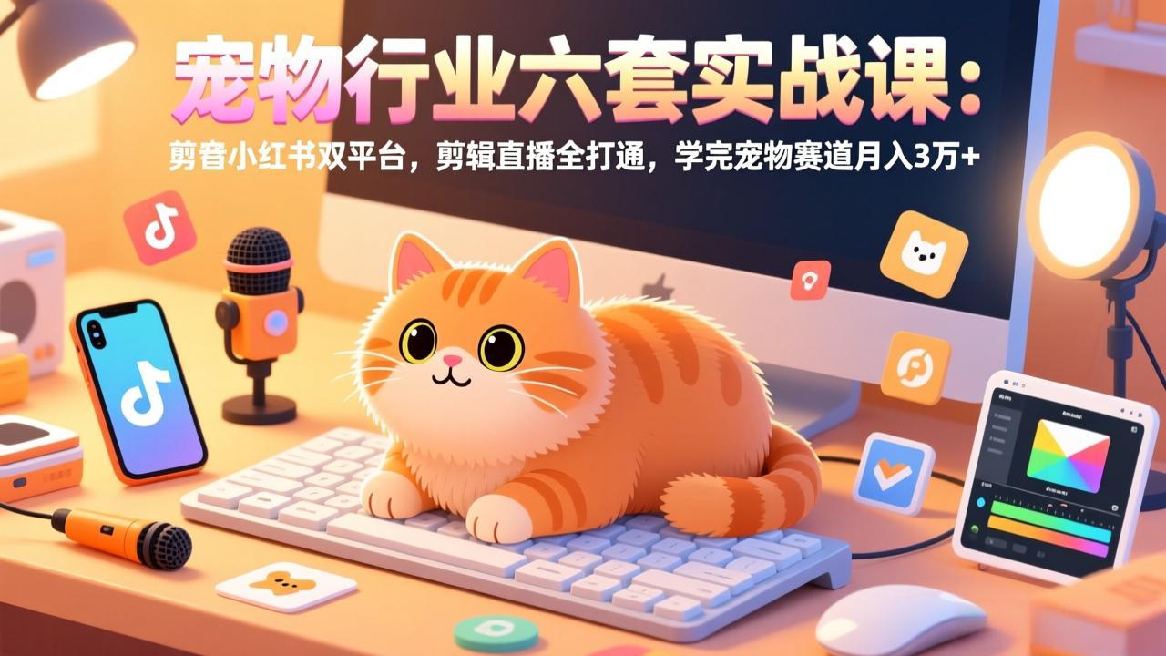 (17411期)宠物行业六套实战课:抖音小红书双平台,剪辑直播全打通,学完宠物赛道月入3万+网创吧-网创项目资源站-副业项目-创业项目-搞钱项目网创吧