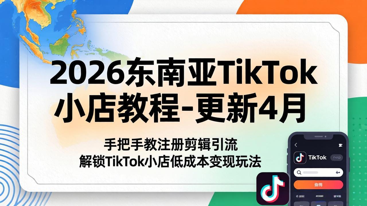 (18180期)2026东南亚TikTok小店教程-更新4月,手把手教注册剪辑引流,解锁TikTok小店低成本变现玩法网创吧-网创项目资源站-副业项目-创业项目-搞钱项目网创吧