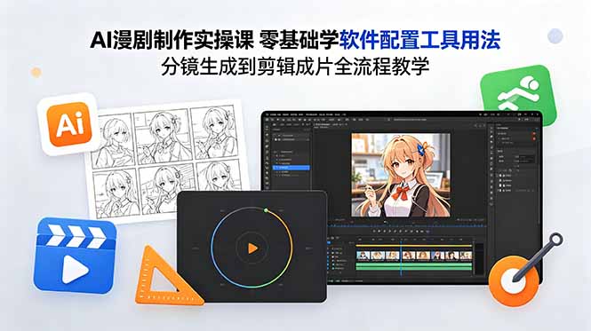 (18605期)AI漫剧制作实操课 零基础学软件配置工具用法 分镜生成到剪辑成片全流程教学网创吧-网创项目资源站-副业项目-创业项目-搞钱项目网创吧