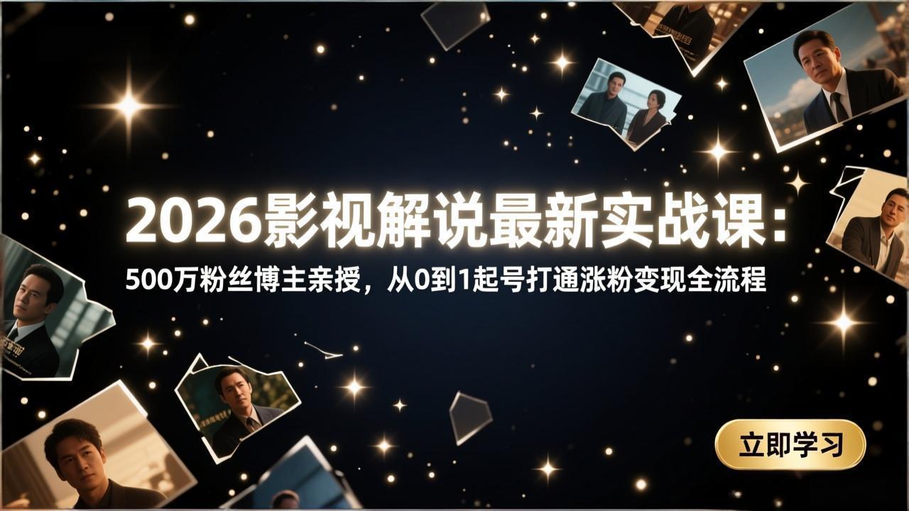 (17530期)2026影视解说最新实战课:500万粉丝博主亲授,从0到1起号打通涨粉变现全流程网创吧-网创项目资源站-副业项目-创业项目-搞钱项目网创吧