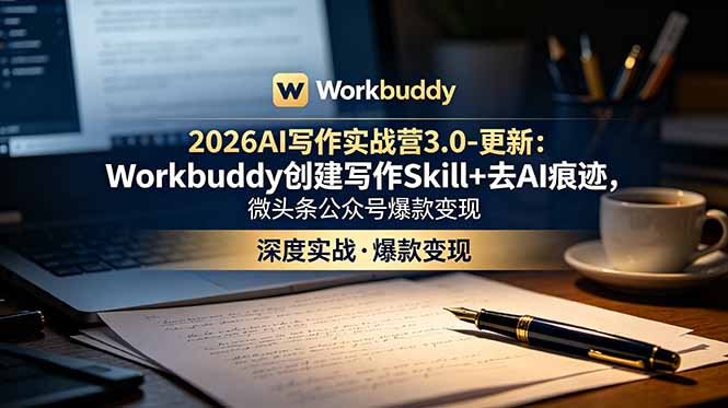 (18995期)2026AI写作实战营3.0-更新:Workbuddy创建写作Skill+去AI痕迹,微头条公众号爆款变现网创吧-网创项目资源站-副业项目-创业项目-搞钱项目网创吧