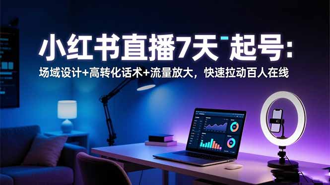 (16537期)小红书直播7天起号:场域设计+高转化话术+流量放大,快速拉动百人在线网创吧-网创项目资源站-副业项目-创业项目-搞钱项目网创吧