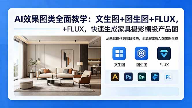 （18452期）AI效果图类全面教学：文生图+图生图+FLUX，快速生成家具摄影棚级产品图网创吧-网创项目资源站-副业项目-创业项目-搞钱项目网创吧