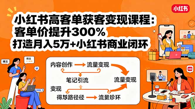(15981期)小红书高客单获客变现课程:客单价提升300%,打造月入10万+小红书商业闭环网创吧-网创项目资源站-副业项目-创业项目-搞钱项目网创吧