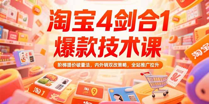 (15415期)淘宝4剑合1爆款技术课73期:阶梯提价破量法,内外销双改策略 全站推广拉升网创吧-网创项目资源站-副业项目-创业项目-搞钱项目网创吧