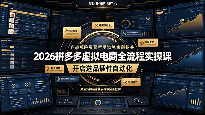 (19136期)2026拼多多虚拟电商全流程实操课,开店选品插件自动化,多店矩阵运营新手避坑全套教学网创吧-网创项目资源站-副业项目-创业项目-搞钱项目网创吧