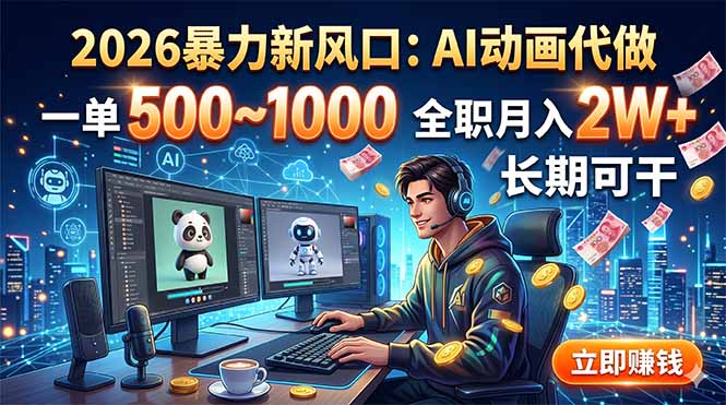 (18993期)2026暴力新风口:AI动画代做,一单500~1000,全职月入2W+,长期可干网创吧-网创项目资源站-副业项目-创业项目-搞钱项目网创吧