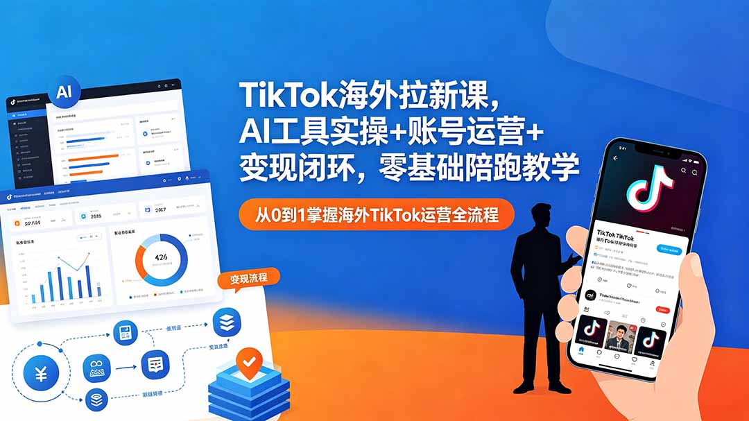 (18522期)TikTok海外拉新课,AI工具实操+账号运营+变现闭环,零基础陪跑教学网创吧-网创项目资源站-副业项目-创业项目-搞钱项目网创吧