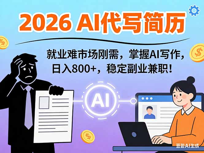 （17119期）AI代写简历，超暴利，用万能模板月入1-3万实战教程，2026年市场刚需！网创吧-网创项目资源站-副业项目-创业项目-搞钱项目网创吧
