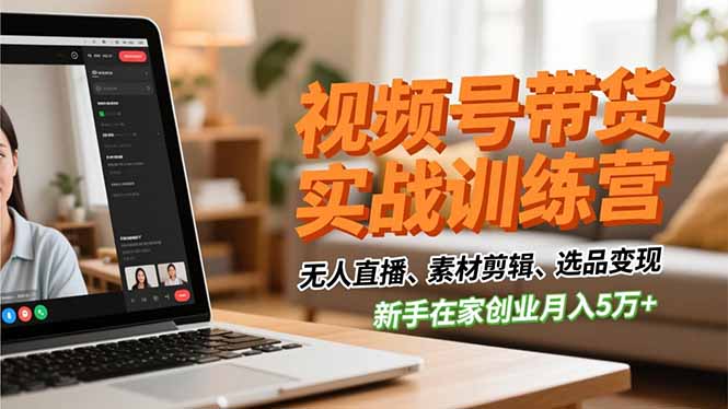 (16762期)视频号带货实战训练营,无人直播、素材剪辑、选品变现,新手在家创业月入5万+网创吧-网创项目资源站-副业项目-创业项目-搞钱项目网创吧
