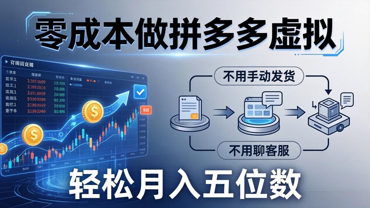 (17600期)零成本做拼多多虚拟,不用手动发货,不用聊客服,轻松月入五位数!网创吧-网创项目资源站-副业项目-创业项目-搞钱项目网创吧
