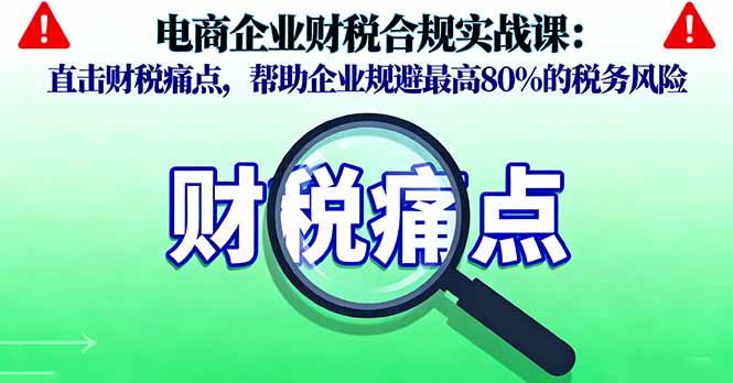 （16232期）电商企业财税合规实战课，直击财税痛点，帮助企业规避最高80%的税务风险网创吧-网创项目资源站-副业项目-创业项目-搞钱项目网创吧