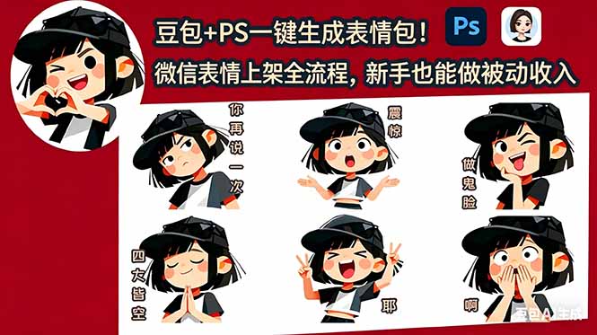 (18402期)豆包+PS一键生成表情包!微信表情上架全流程,新手也能做被动收入网创吧-网创项目资源站-副业项目-创业项目-搞钱项目网创吧