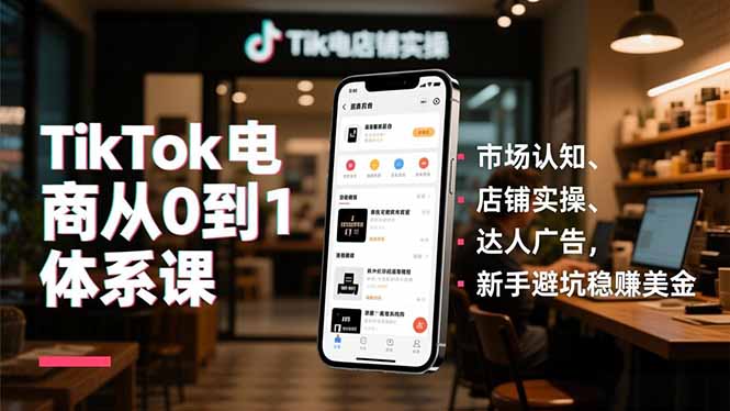 (16818期)TikTok电商从0到1体系课,市场认知、店铺实操、达人广告,新手避坑稳赚美金网创吧-网创项目资源站-副业项目-创业项目-搞钱项目网创吧
